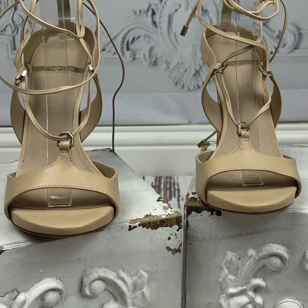 Elegant Beige Strappy Gladiator Heels Sexy Sandals